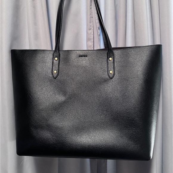 Coach Town Leather Tote - Black/Merlot - Picture 4 of 8